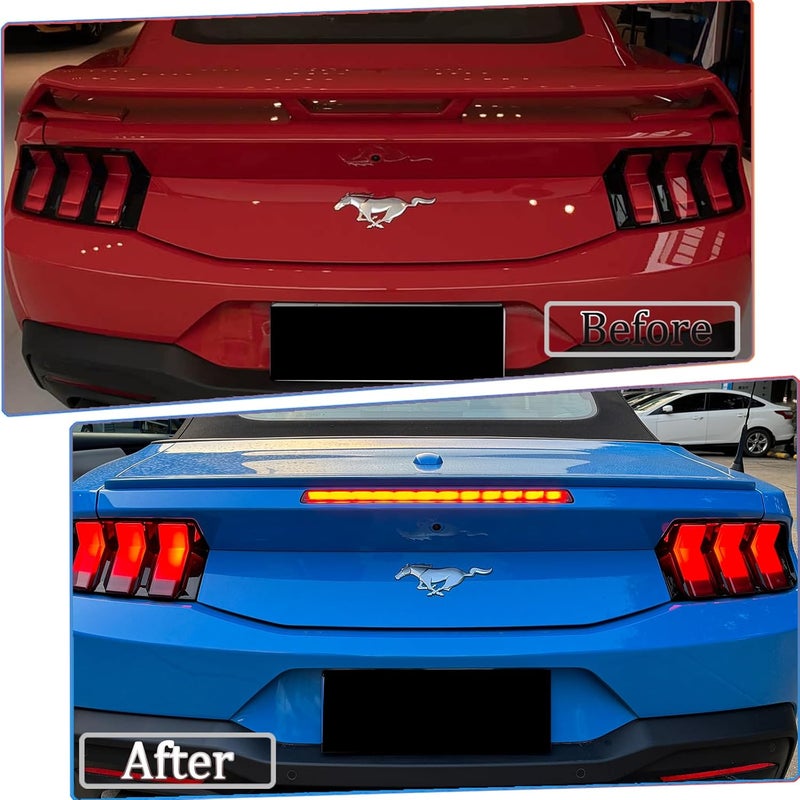 MUXEE Taillight Cover,for Ford Mustang 2024 2025 2026,6PCS Tail Light Covers Tail Lamp Trim Decoration Car Sport Accessories - Smoke Black - Image 3